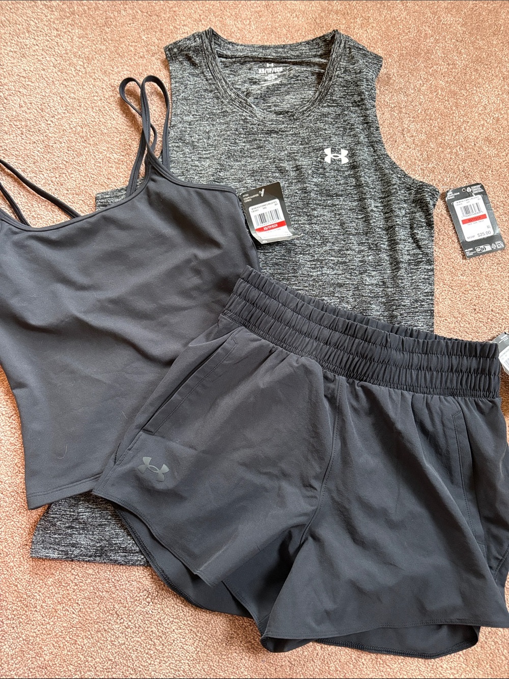 Under Armour Women Set lot bundle Tank, Cami Running gym workout Shorts XS NWT